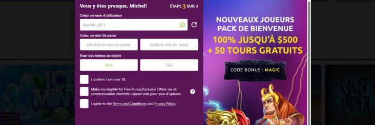 Slots Magic Casino création compte