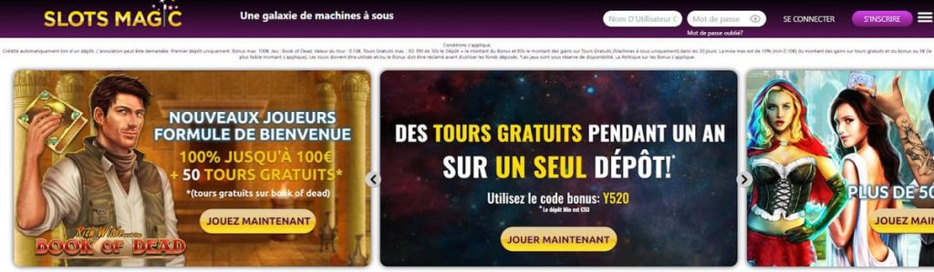 Slots Magic Casino page accueil